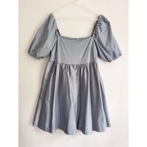 Smash & Tess Sky Blue Shirt Puff Sleeve Baby Doll Dress, Coquette Medium NWT